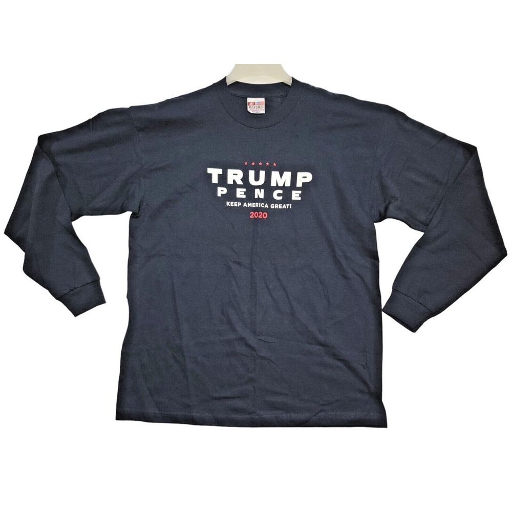 Donald Trump Long Sleeve Blue T-Shirt 2020 MAGA USA Patriot Political Size XL